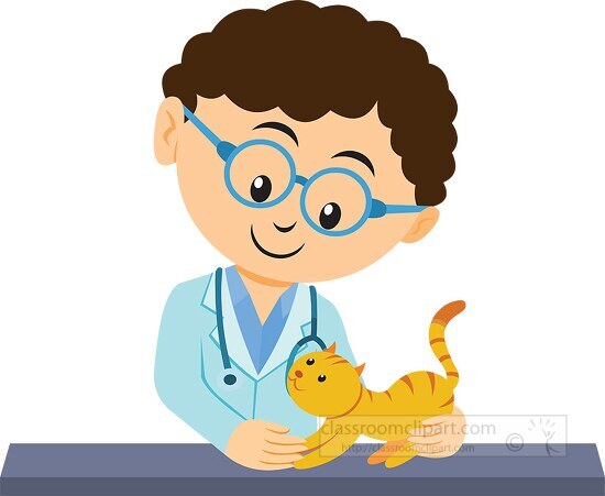 veterinarian holding kitten clipart