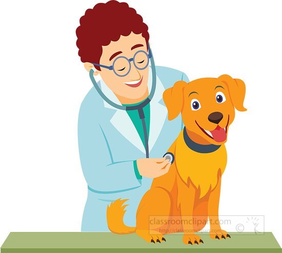 veterinarian performing a checkup on dog clipart