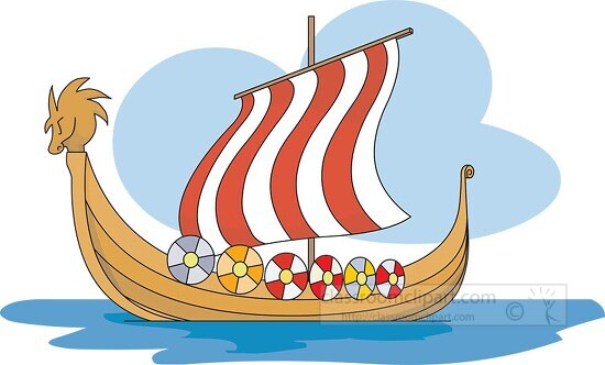 vikings ship at sea clipart
