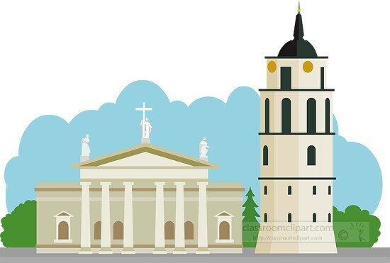 vilnius bell tower and cathedral lithuania europe clipart