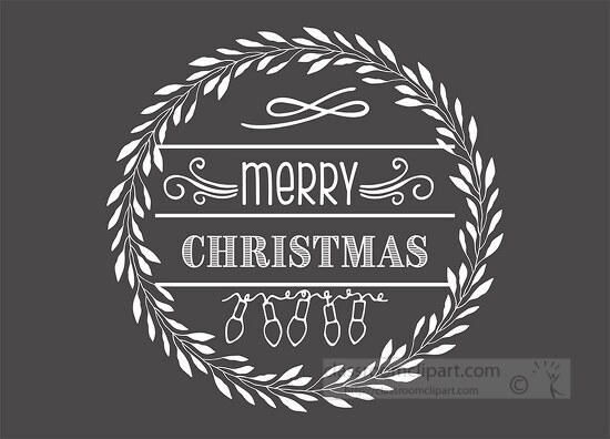 Vintage Merry Christmas Calligraphy Chalk Word Art On Round Blac