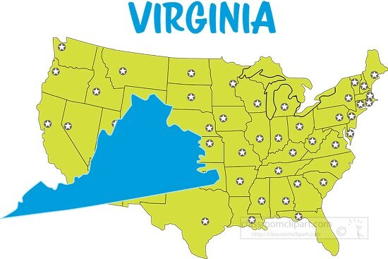 virginia map united states clipart