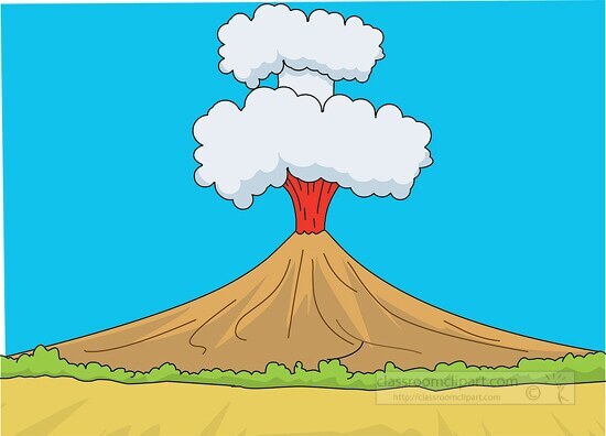 volcano with lava and ash clipart