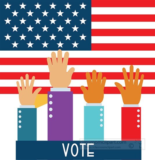 voting election concept with american flag and voters hand