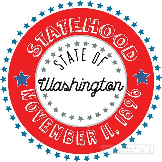 Washington statehood 1889 date statehood round style with stars 