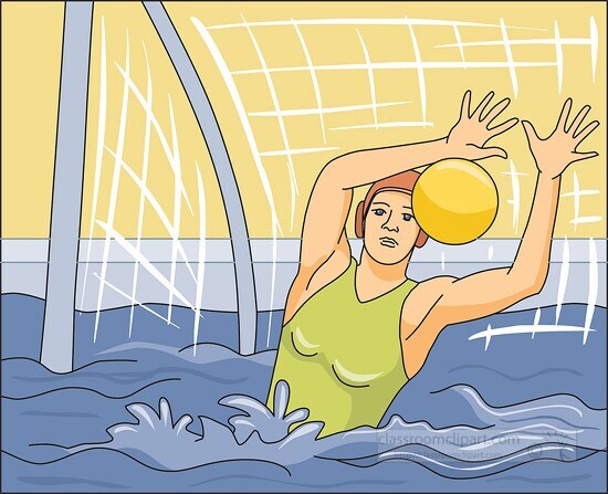 water polo goalkeeper blocking ball clipart