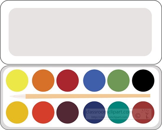 watercolor pan with various colors clipart