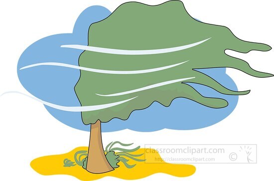 weather tree blowing in wind clipart