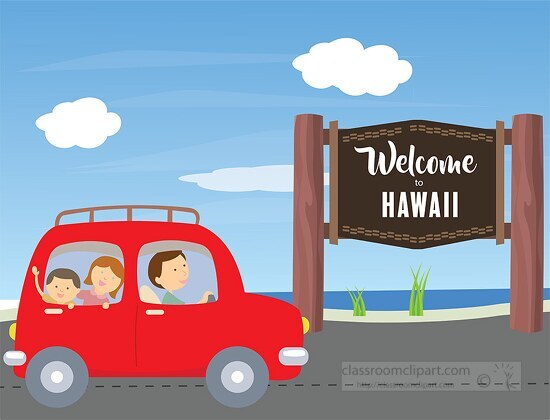 welcome roadsign to the state of hawaii clipart