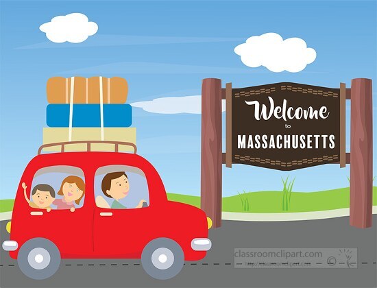 welcome roadsign to the state of massachusetts clipart