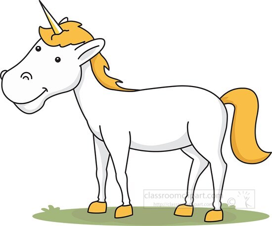 white unicorn horse yellow tail clipart