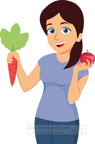 woman showing healthy foods clipart