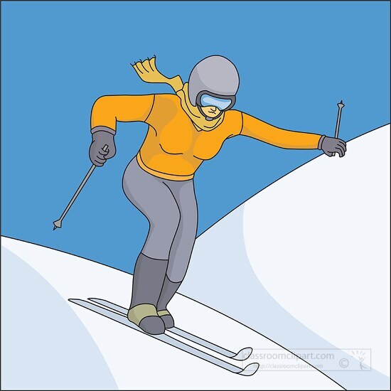 woman sking downhill slope blue