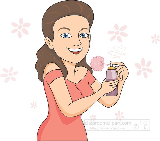 woman spraying on perfume clipart