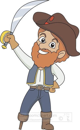 wooden leg pirate with large sword clipart