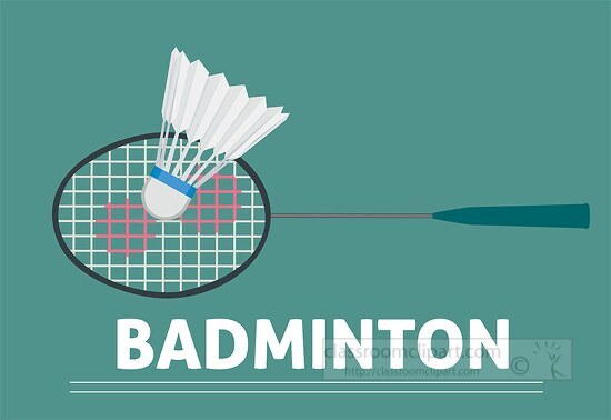 word badminton racquet with one shuttlecock clipart