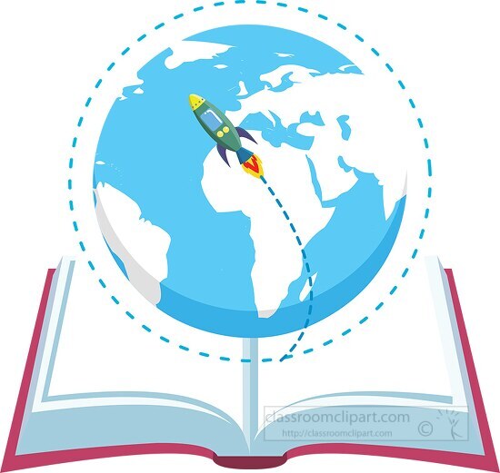 world globe with open book representing learning geography learn