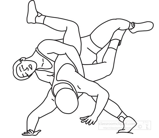 wrestling takedown technique black outline