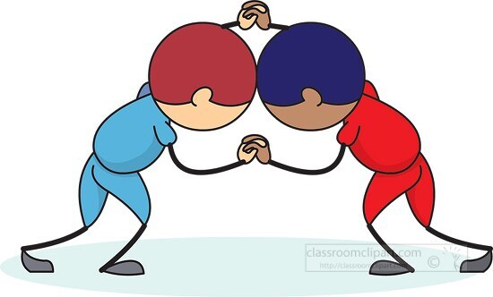 wrestling two players competing clipart