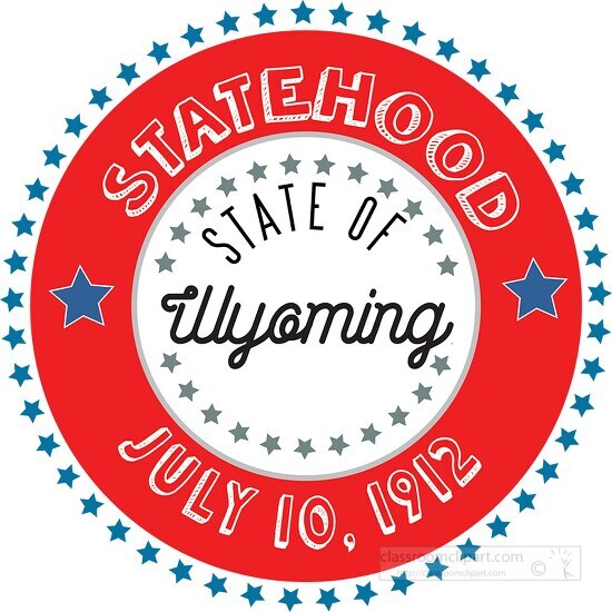 Wyoming statehood 1890 date statehood round style with stars cli