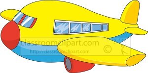yellow cartoon style airplane clipart
