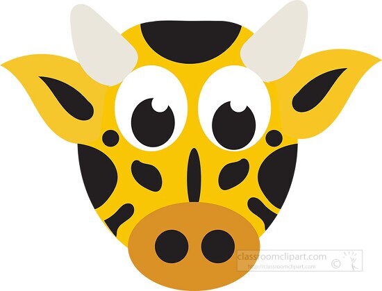 yellow cartoon style cow face vector illustration