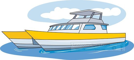 yellow catamaran boat