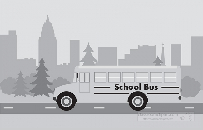 yellow school bus city transportation gray color
