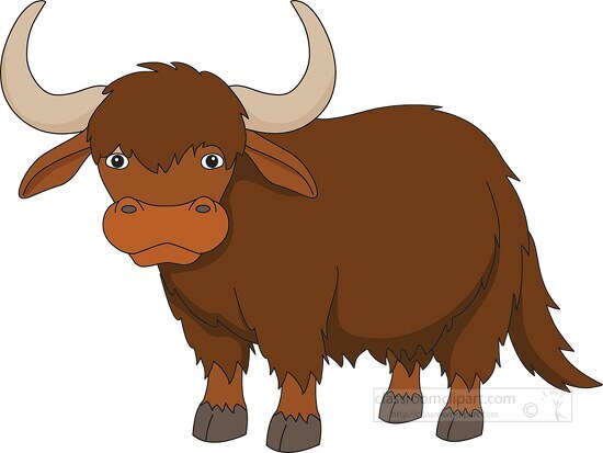 young brown yak clipart
