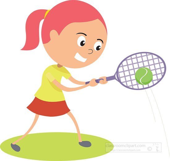 young girl hitting a tennis ball with a racquet