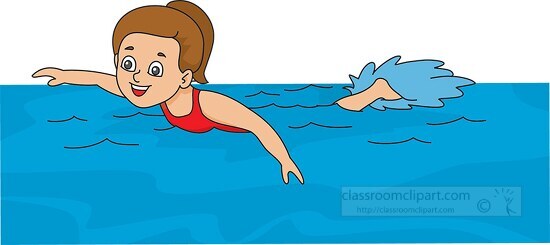 young girl in swimming pool clipart