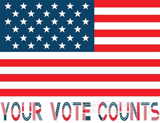your vote counts with flag in background