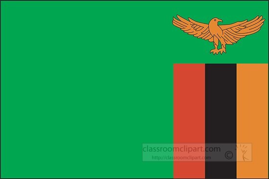 Zambia flag flat design clipart