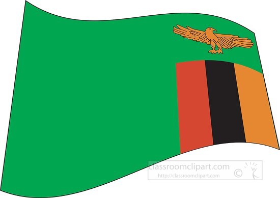 Zambia flag flat design wavy clipart