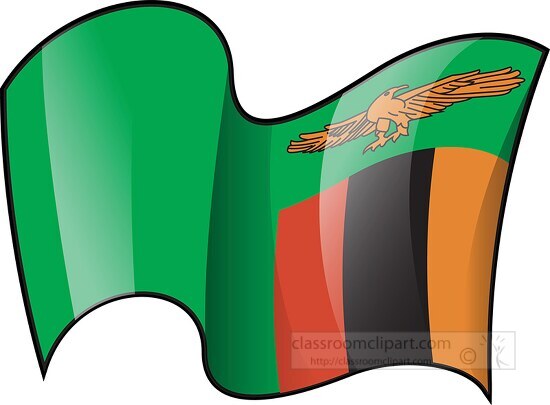 Zambia wavy country flag clipart