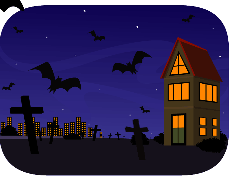 bats with haunted house animation