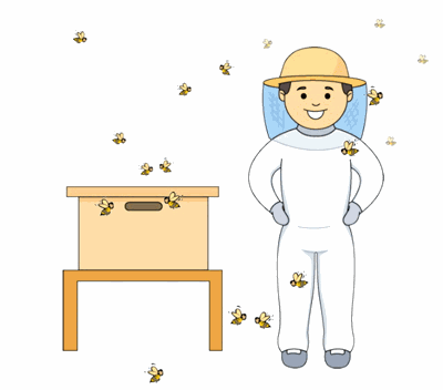 beekeeper with bees animation