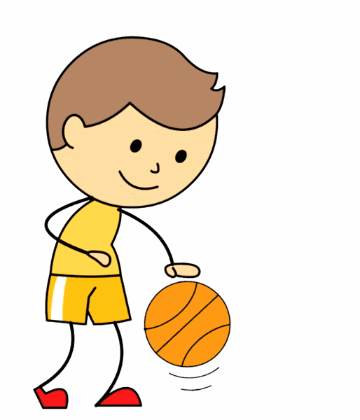 boy bouncing basketball animated clipart