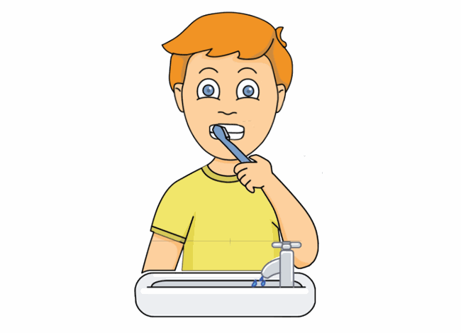 boy brushing teeth animated clipart