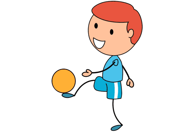 boy playing soccer animated clipart