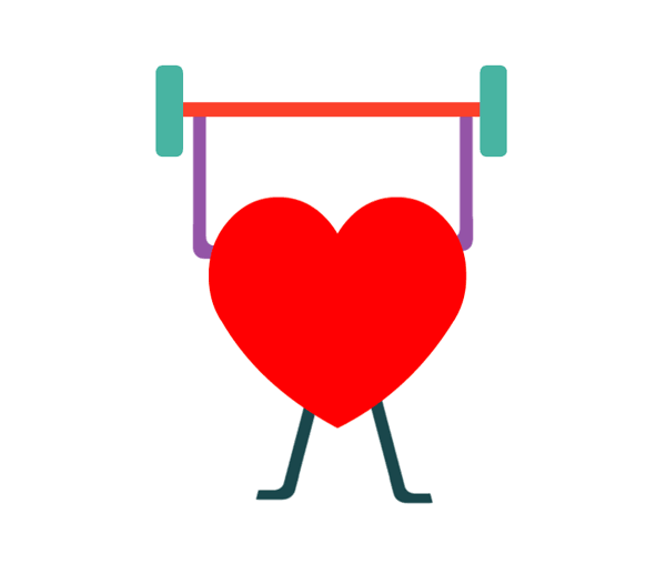 cartoon heart exercise with weights