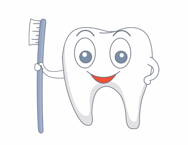 cartoon tooth holding toothbrush animation