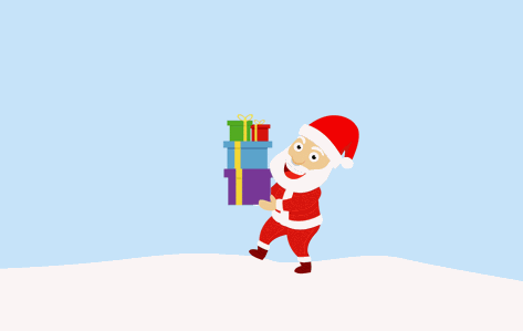Christmas Santa with gifts snowing animated clipart