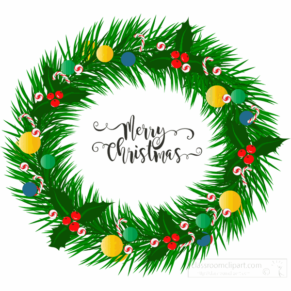 christmas wreath with blinking lights animation