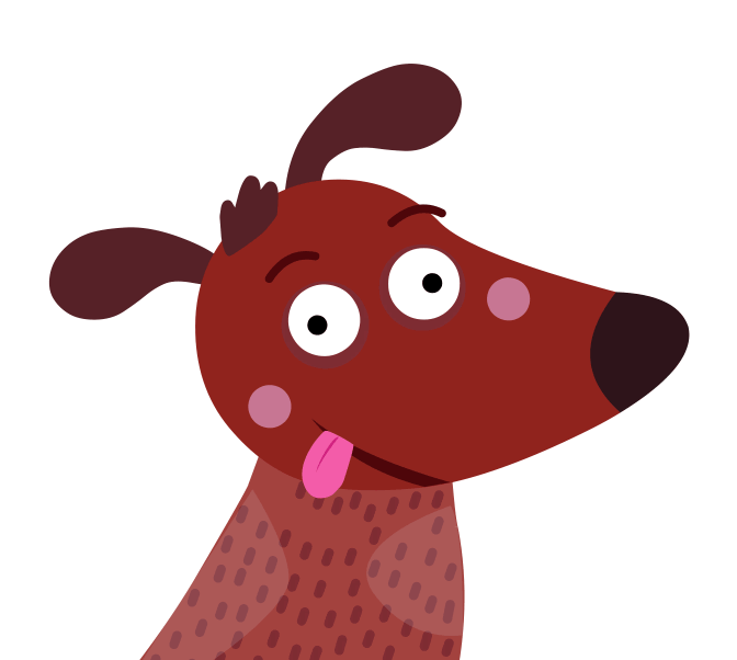 face of cute brown dog with tongue out animated clipart