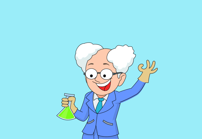 mad professor holding bubbling beaker animated clipart