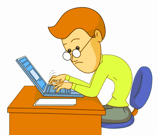 man using computer keyboard animated clipart
