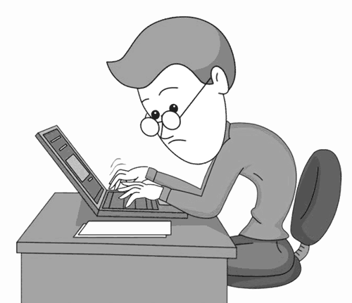 man using computer keyboard gray animation