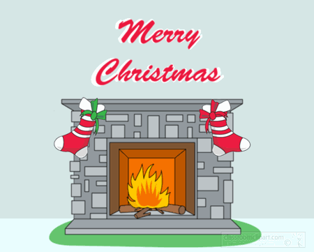 merry christmas fireplace with stockings animation