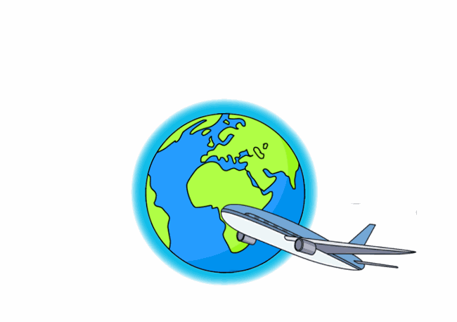 Plane Flying Around World Animated Clipart